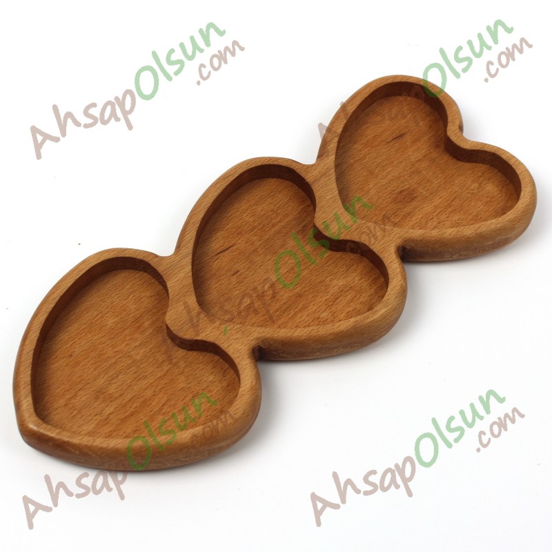 Ahşap Kalpler Çerezlik Kahvalık · 3 Bölmeli · 26,7x11,1 cm Ahşap Kalpler Çerezlik Kahvalık · 3 Bölmeli · 26,7x11,1 cm