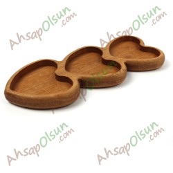 Ahşap Kalpler Çerezlik Kahvalık · 3 Bölmeli · 26,7x11,1 cm Ahşap Kalpler Çerezlik Kahvalık · 3 Bölmeli · 26,7x11,1 cm