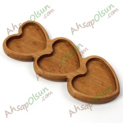 Ahşap Kalpler Çerezlik Kahvalık · 3 Bölmeli · 26,7x11,1 cm Ahşap Kalpler Çerezlik Kahvalık · 3 Bölmeli · 26,7x11,1 cm