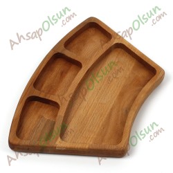 Ahşap Kahvaltı Çerez Tabak No:1 · 4 Bölmeli · 24x15,7 cm
