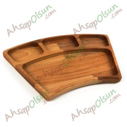 Ahşap Kahvaltı Çerez Tabak No:2 · 4 Bölmeli · 29x18,5 cm