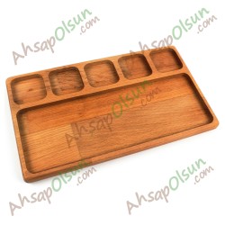 Ahşap Kahvaltı Çerez tabak · Tabak Tabldot 6 Bölüm · 32,3x19 cm