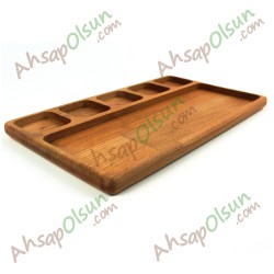 Ahşap Kahvaltı Çerez tabak · Tabak Tabldot 6 Bölüm · 32,3x19 cm