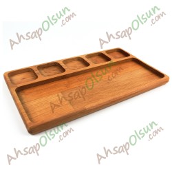 Ahşap Kahvaltı Çerez tabak · Tabak Tabldot 6 Bölüm · 32,3x19 cm