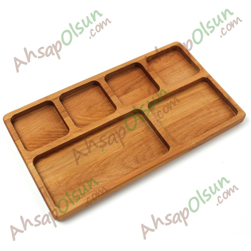 Ahşap Kahvaltı Çerez Tabak · Tabldot 6 Bölüm · 30x17 cm Ahşap Kahvaltı Çerez Tabak · Tabldot 6 Bölüm · 30x17 cm
