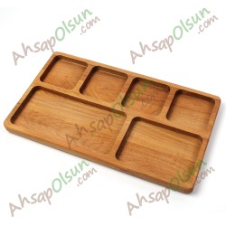 Ahşap Kahvaltı Çerez Tabak · Tabldot 6 Bölüm · 30x17 cm Ahşap Kahvaltı Çerez Tabak · Tabldot 6 Bölüm · 30x17 cm