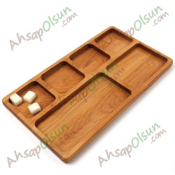 Ahşap Kahvaltı Çerez Tabak · Tabldot 6 Bölüm · 30x17 cm Ahşap Kahvaltı Çerez Tabak · Tabldot 6 Bölüm · 30x17 cm