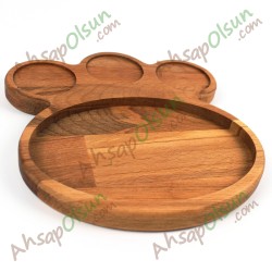 Ahşap 3 sosluk Bölümlü Servis Tabak · 21x18,4 cm Ahşap 3 sosluk Bölümlü Servis Tabak · 21x18,4 cm
