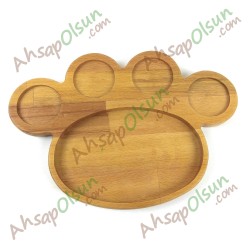 Ahşap 4 sosluk Bölümlü Servis Tabak · 21x18,4 cm