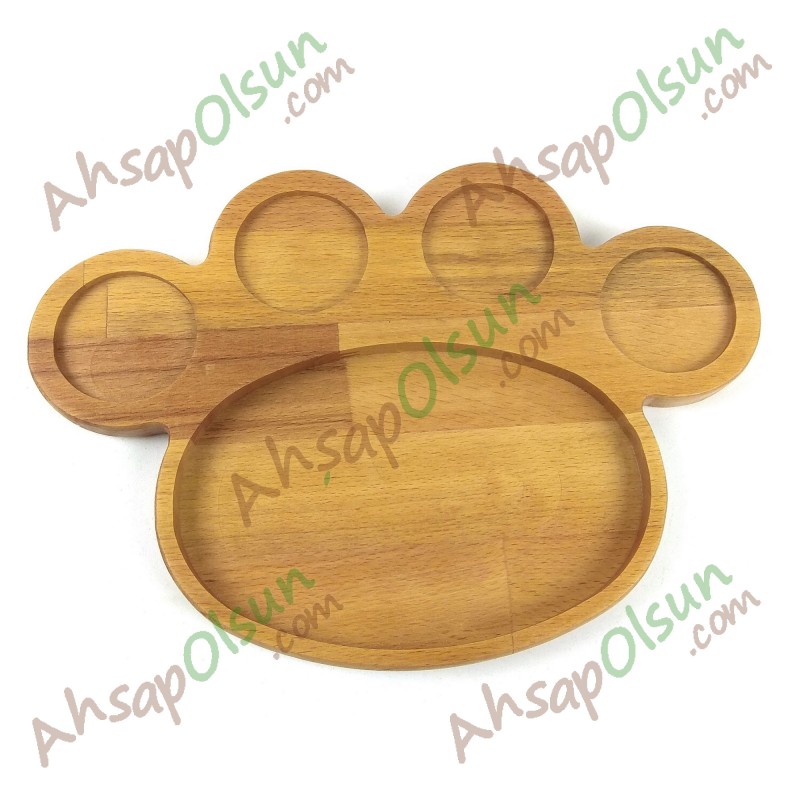Ahşap 4 sosluk Bölümlü Servis Tabak · 21x18,4 cm Ahşap 4 sosluk Bölümlü Servis Tabak · 21x18,4 cm