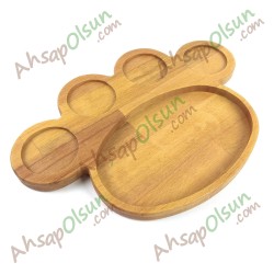 Ahşap 4 sosluk Bölümlü Servis Tabak · 21x18,4 cm Ahşap 4 sosluk Bölümlü Servis Tabak · 21x18,4 cm