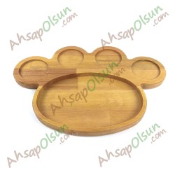 Ahşap 4 sosluk Bölümlü Servis Tabak · 21x18,4 cm Ahşap 4 sosluk Bölümlü Servis Tabak · 21x18,4 cm