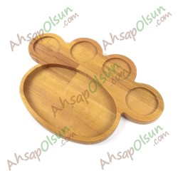 Ahşap 4 sosluk Bölümlü Servis Tabak · 21x18,4 cm Ahşap 4 sosluk Bölümlü Servis Tabak · 21x18,4 cm