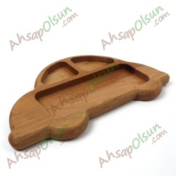 Ahşap Çocuk Kahvaltı Tabağı Vosvos · 27x16 cm