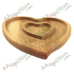Ahşap Çerez ve Kahvaltı Tabağı · İç içe Kalpler · 19,6x18 cm Ahşap Çerez ve Kahvaltı Tabağı · İç içe Kalpler · 19,6x18 cm