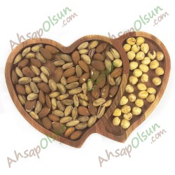 Ahşap Çerez ve Kahvaltı Tabağı · Yanyana Kalpler · 25,7x17,3 cm