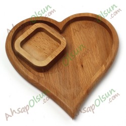 Ahşap Çay Kahve Çerez Sunum Tabak · Kalp · 18x18 cm Ahşap Çay Kahve Çerez Sunum Tabak · Kalp · 18x18 cm