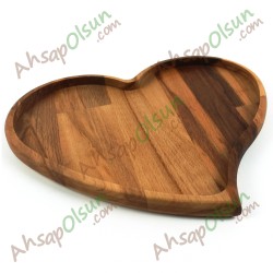 Ahşap Çay Kahve Çerez Sunum Tabak · Kalp No:2 · 26x22,7 cm