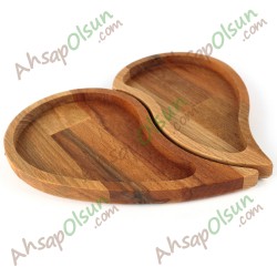 Ahşap Çay Kahve Çerez Sunum Tabak · Kalp Puzzle · 21,7x18,7 cm Ahşap Çay Kahve Çerez Sunum Tabak · Kalp Puzzle · 21,7x18,7 cm