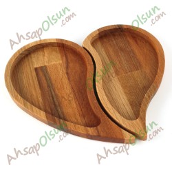 Ahşap Çay Kahve Çerez Sunum Tabak · Kalp Puzzle · 21,7x18,7 cm Ahşap Çay Kahve Çerez Sunum Tabak · Kalp Puzzle · 21,7x18,7 cm