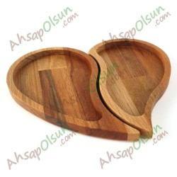 Ahşap Çay Kahve Çerez Sunum Tabak · Kalp Puzzle · 21,7x18,7 cm Ahşap Çay Kahve Çerez Sunum Tabak · Kalp Puzzle · 21,7x18,7 cm