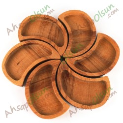 Ahşap Çerez ve Kahvaltı Tabak · 6lı Çiçek Puzzle · Ø 28cm