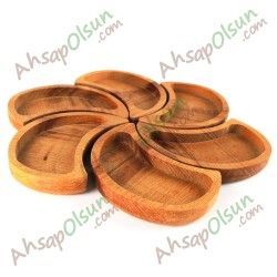 Ahşap Çerez ve Kahvaltı Tabak · 6lı Çiçek Puzzle · Ø 28cm