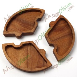 Ahşap Çerez ve Kahvaltı Tabak · 3lü Yuvarlak Puzzle · 20x20 cm