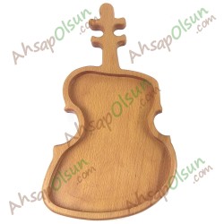 Ahşap Kahvaltı Meyve Çerez Sunum Tabak · Keman · 36x20 cm