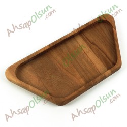 Ahşap Çerez ve Kahvaltı Tabağı · Yarım Altıgen 24x11,5 cm