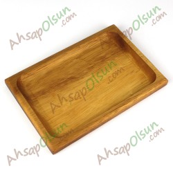 Ahşap İkram Tepsi · 4 köşe iroko· 24x16 cm
