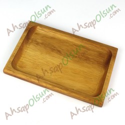 Ahşap İkram Tepsi · 4 köşe iroko· 24x16 cm