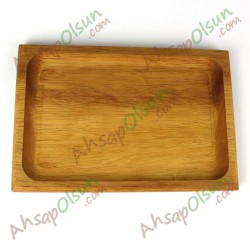 Ahşap İkram Tepsi · 4 köşe iroko· 24x16 cm