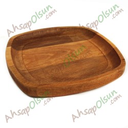 Ahşap Oval Kare Tabak No:2 · 13x13 cm