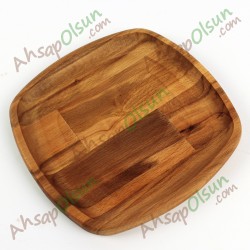 Ahşap Oval Kare Tabak No:4 19x19 cm