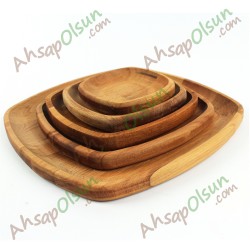 Ahşap Oval Kare Tabak No:4 19x19 cm Ahşap Oval Kare Tabak No:4 19x19 cm