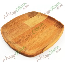 Ahşap Oval Kare Tabak No:6 · 26x26 cm