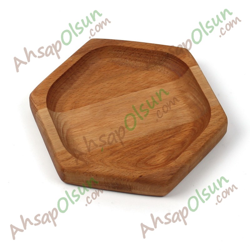 Ahşap Altıgen Tabak No:1 13,8x12,1 cm Ahşap Altıgen Tabak No:1 13,8x12,1 cm