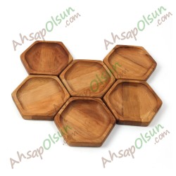Ahşap Altıgen Tabak No:1 13,8x12,1 cm Ahşap Altıgen Tabak No:1 13,8x12,1 cm