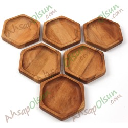Ahşap Altıgen Tabak No:1 13,8x12,1 cm Ahşap Altıgen Tabak No:1 13,8x12,1 cm