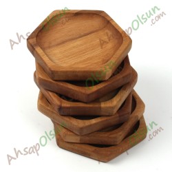 Ahşap Altıgen Tabak No:1 13,8x12,1 cm Ahşap Altıgen Tabak No:1 13,8x12,1 cm