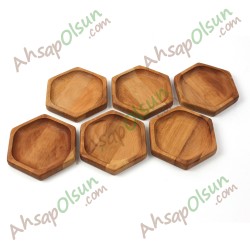 Ahşap Altıgen Tabak No:1 13,8x12,1 cm Ahşap Altıgen Tabak No:1 13,8x12,1 cm