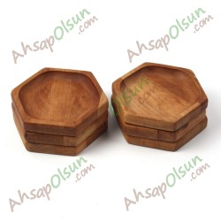 Ahşap Altıgen Tabak No:1 13,8x12,1 cm Ahşap Altıgen Tabak No:1 13,8x12,1 cm