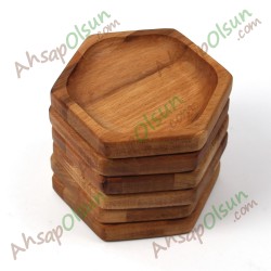 Ahşap Altıgen Tabak No:1 13,8x12,1 cm Ahşap Altıgen Tabak No:1 13,8x12,1 cm