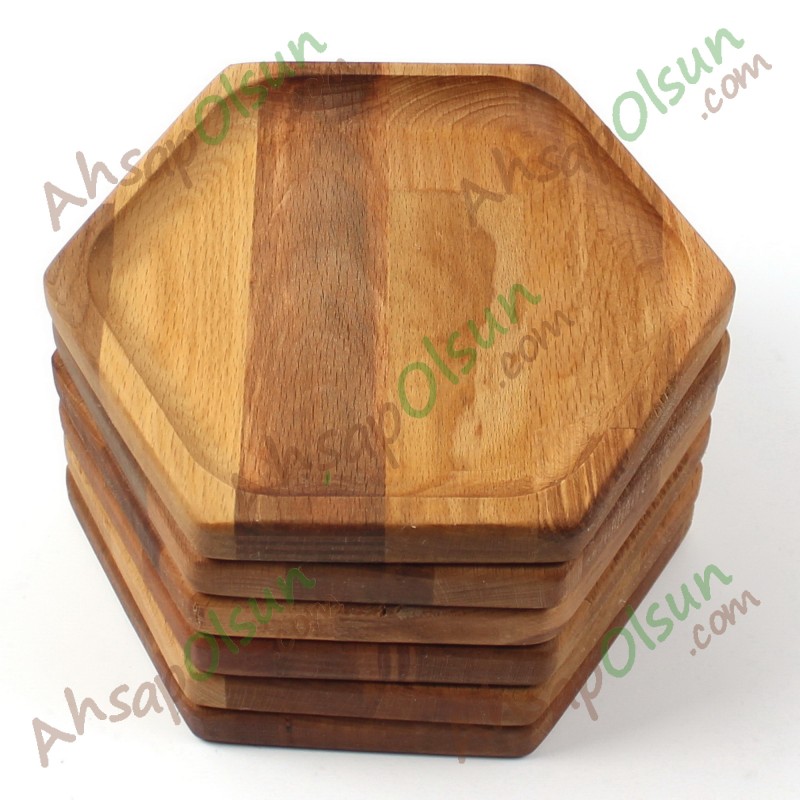 Ahşap Altıgen Tabak No:2 ·  18,7x16,5 cm