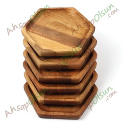 Ahşap Altıgen Tabak No:2 ·  18,7x16,5 cm