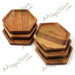 Ahşap Altıgen Tabak No:2 ·  18,7x16,5 cm
