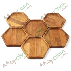 Ahşap Altıgen Tabak No:2 ·  18,7x16,5 cm