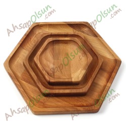 Ahşap Altıgen Tabak No:3 · 23,2x20,4 cm