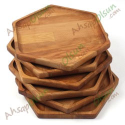 Ahşap Altıgen Tabak No:4 ·  27,7x24,3 cm